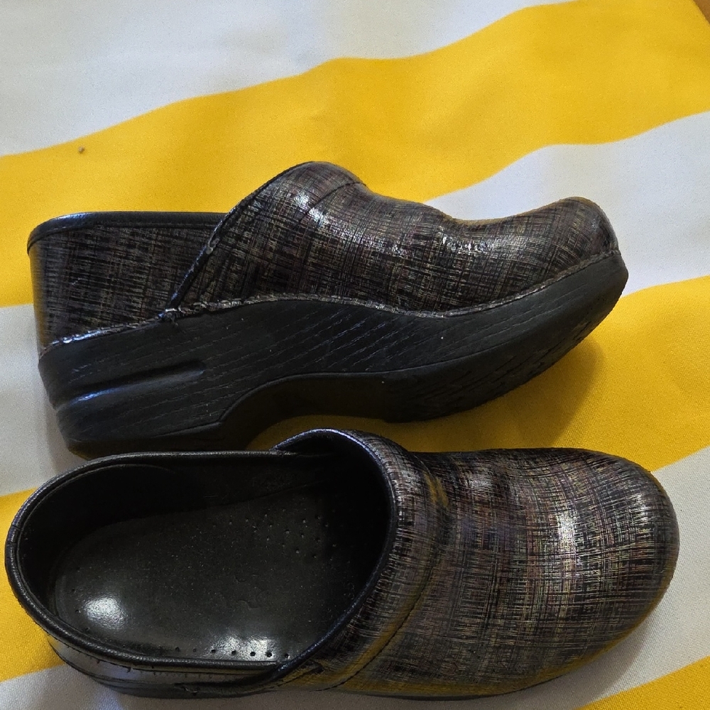 Dansko Metallic Brown Textured Slip-On Clogs